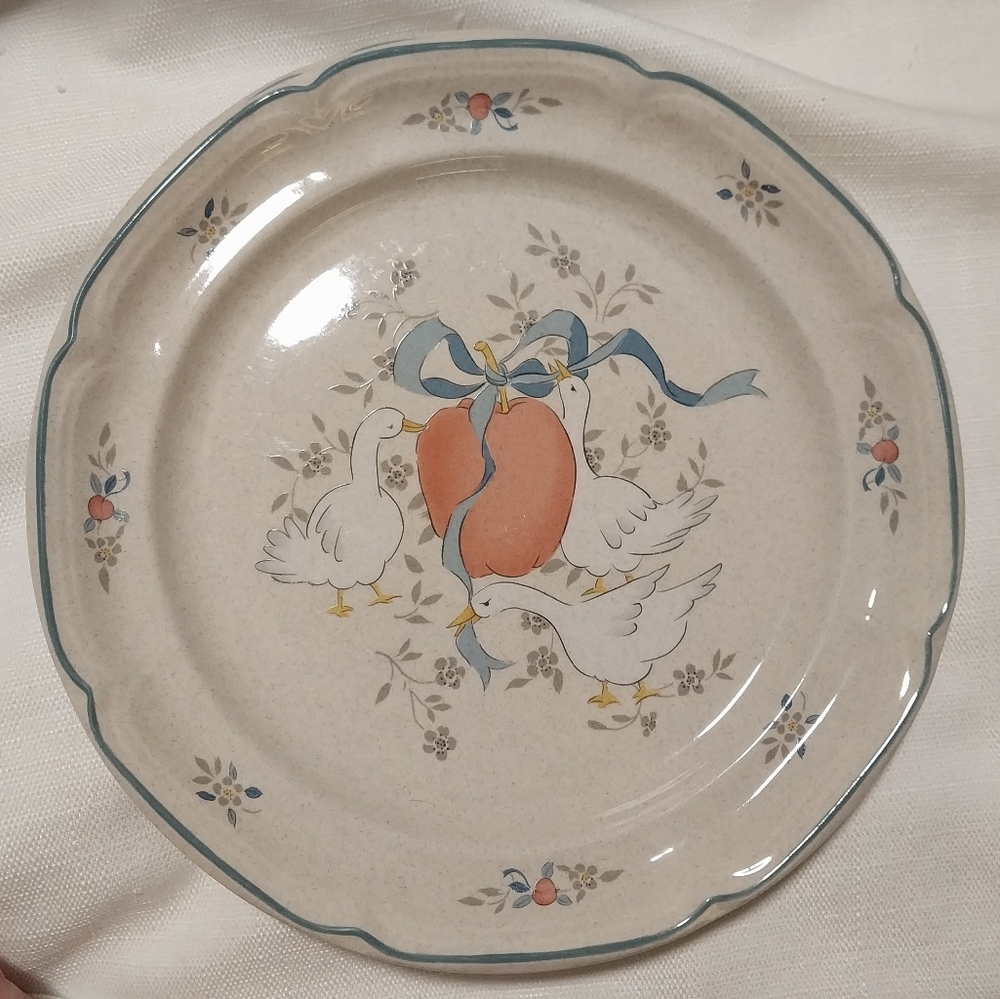 International China Marmalade Vintage Geese & Apple Dinner Plates (2)